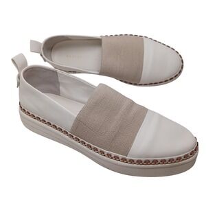 Via Spiga White Leather Slip On Espadrille Platform Sneakers Womens US 9 M